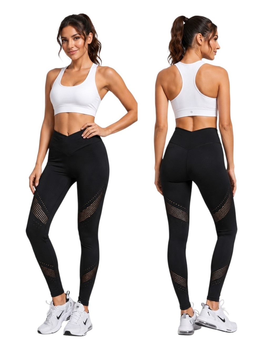 PINK Victoria’s Secret Black Mesh Leggings Size Large Activewear Yoga Gym